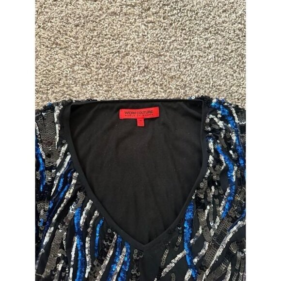 Wow Multi Color Sequin Glitter Embellished Mini Bodycon P - Picture 3 of 9